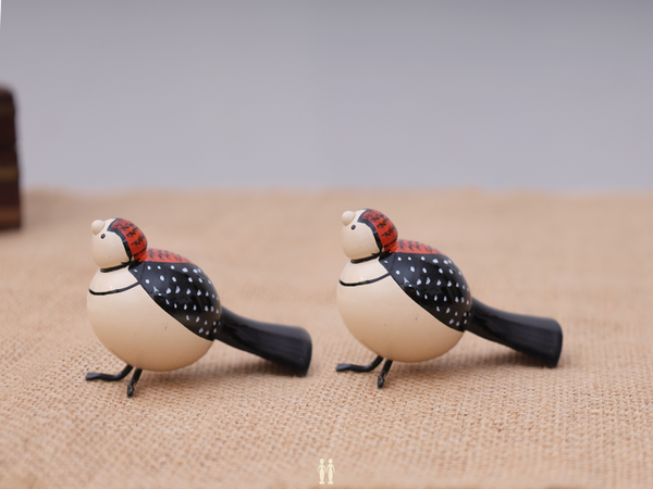 Set Of 2 Wooden Handicraft Multicolor Birds For Showpiece