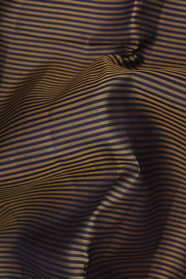 Kanchipuram Silk Saree Black And Brown With Stripes Design