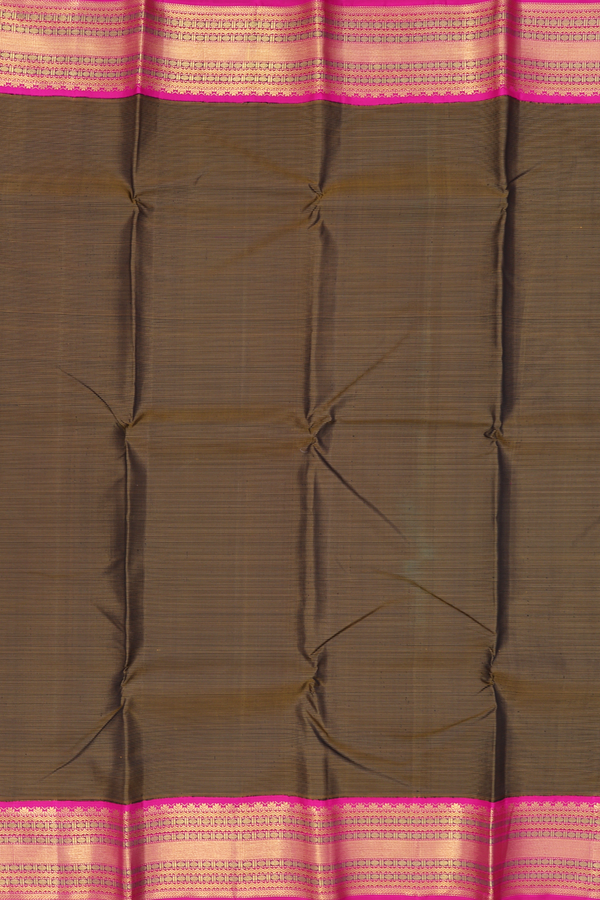 Kanchipuram Silk Saree Black And Yellow With Stripes Design