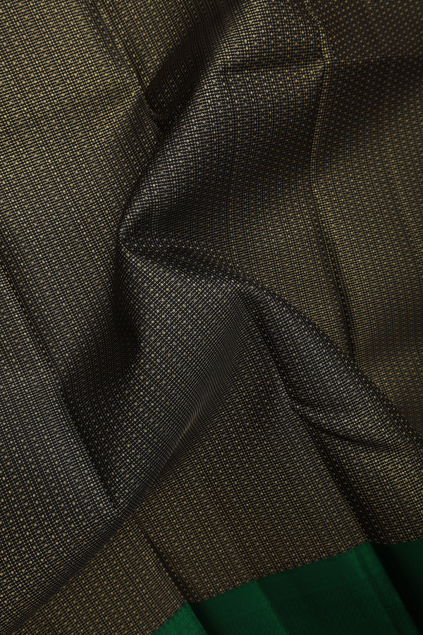 Kanchipuram Silk Saree In Black With Stripes Design