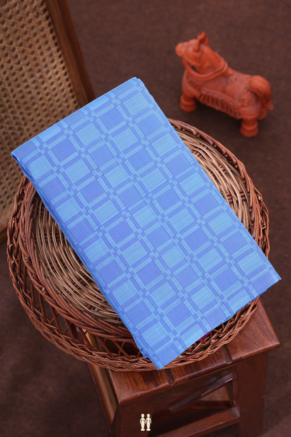 Kanchipuram Silk Saree Blue With Paai Madippu Kattai Design