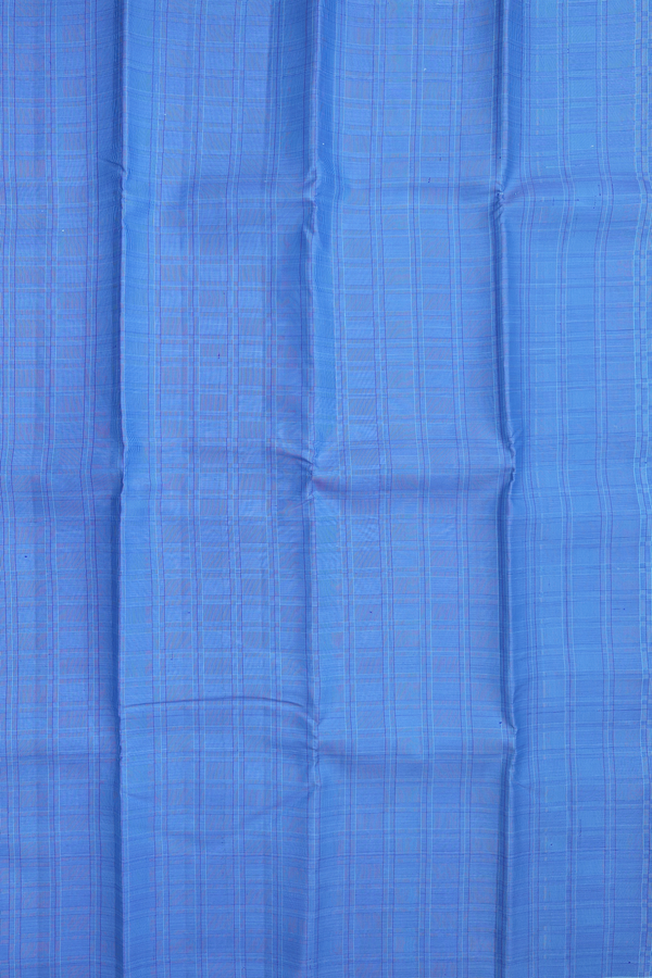 Kanchipuram Silk Saree Blue With Paai Madippu Kattai Design