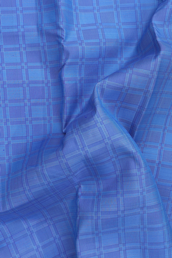 Kanchipuram Silk Saree Blue With Paai Madippu Kattai Design
