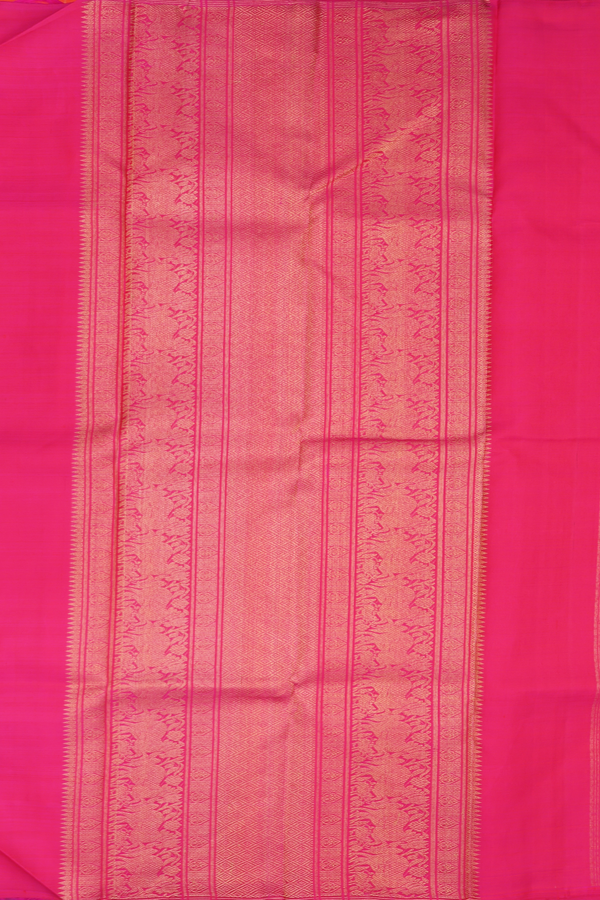 Kanchipuram Silk Saree Bright Orange With Checks Along Buttas