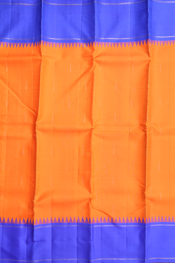 Kanchipuram Silk Saree Bright Orange With Malli Moggu Buttas
