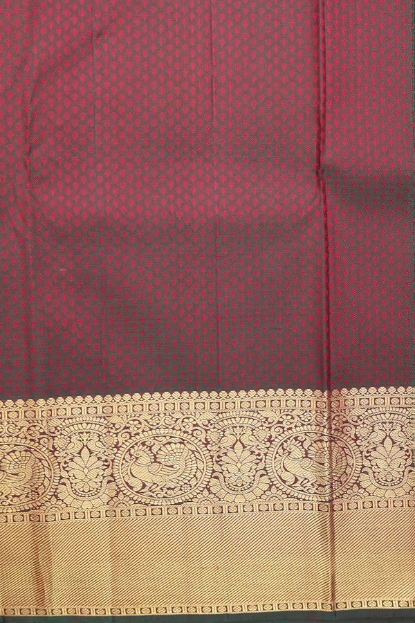 Kanchipuram Silk Saree Burgundy Red With Jacquard Pattern