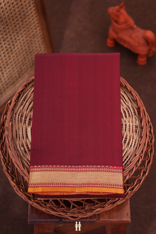 Kanchipuram Silk Saree Burgundy Red With Twill Weave Border