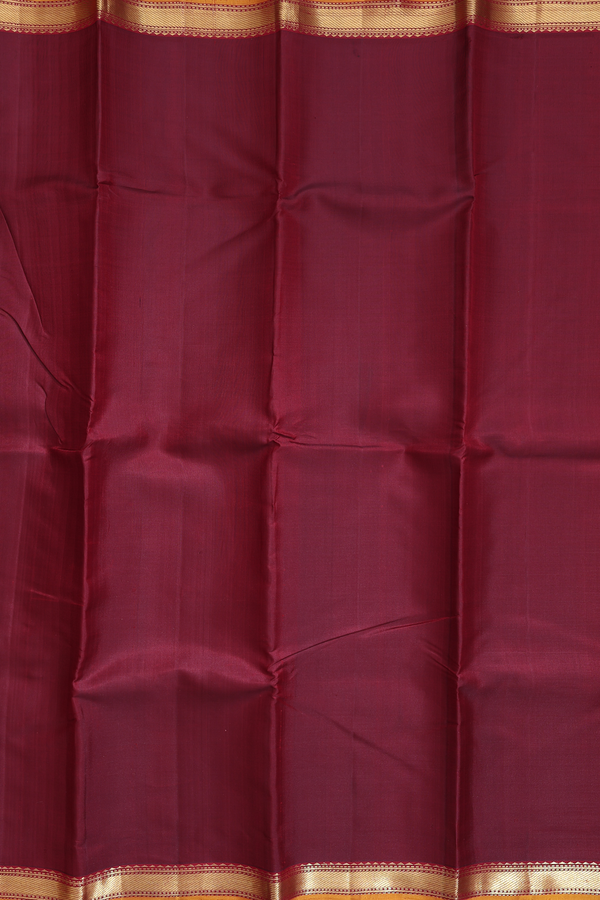 Kanchipuram Silk Saree Burgundy Red With Twill Weave Border