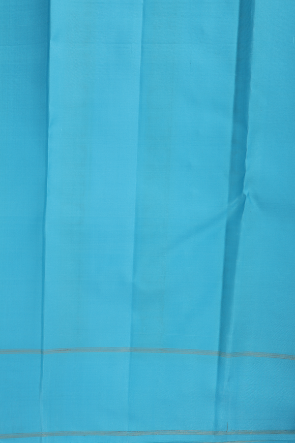 Kanchipuram Silk Saree Capri Blue Along Checks With Buttas