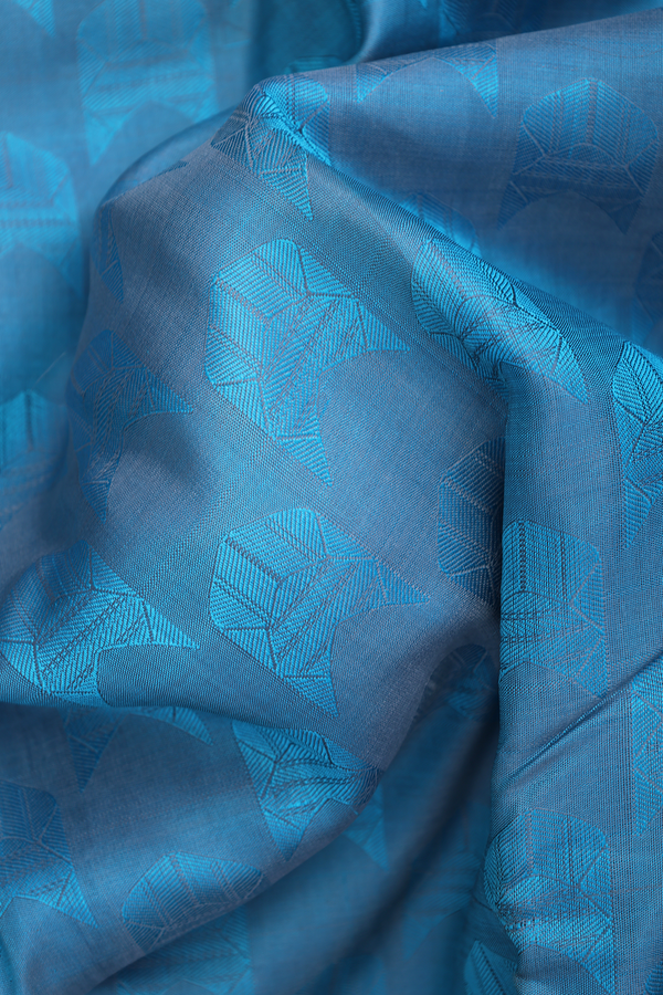 Kanchipuram Silk Saree Capri Blue With Threadwork Buttas