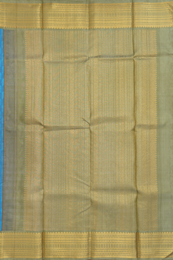 Kanchipuram Silk Saree Capri Blue With Threadwork Buttas