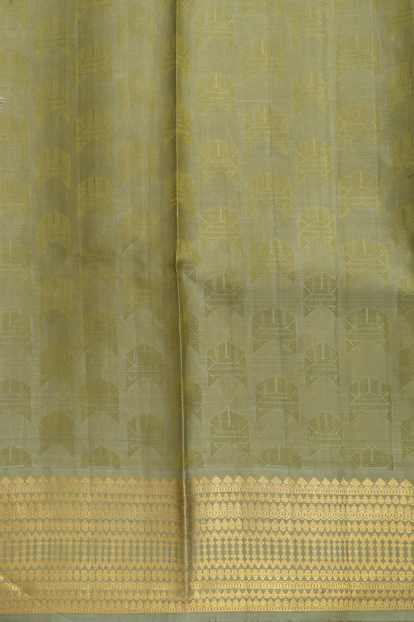Kanchipuram Silk Saree Capri Blue With Threadwork Buttas