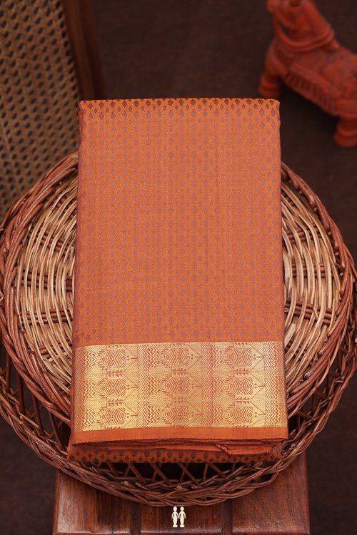 Kanchipuram Silk Saree Brown With Jacquard Pattern