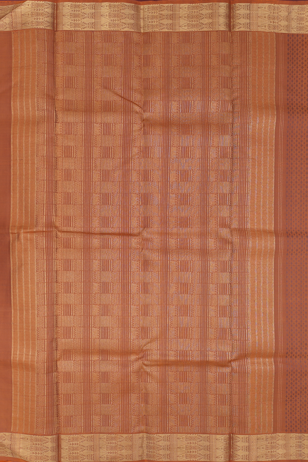 Kanchipuram Silk Saree Brown With Jacquard Pattern