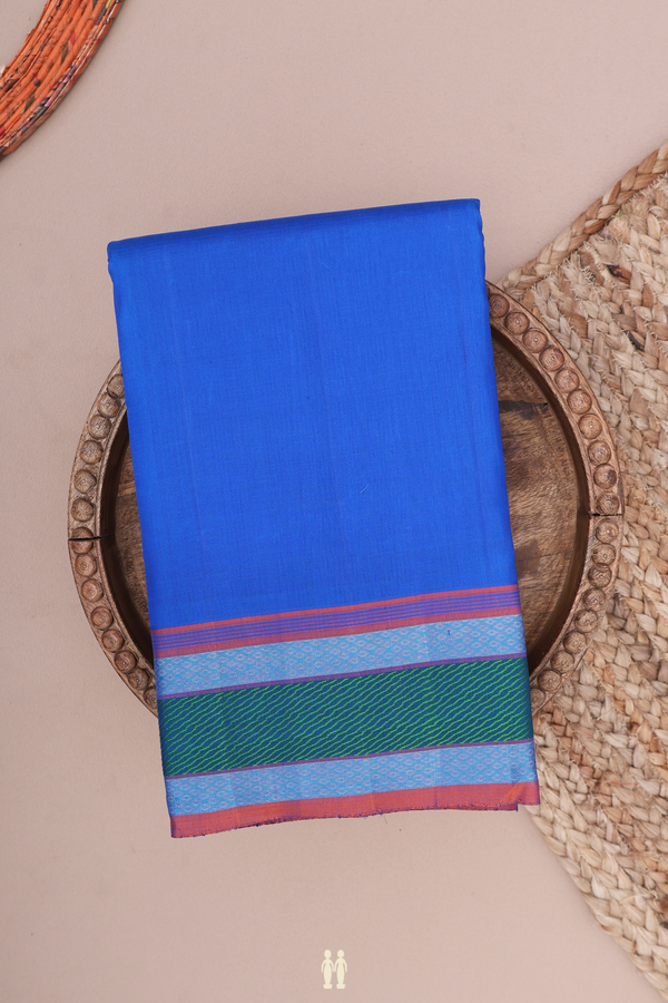 Kanchipuram Silk Saree Cerulean Blue With Threadwork Border