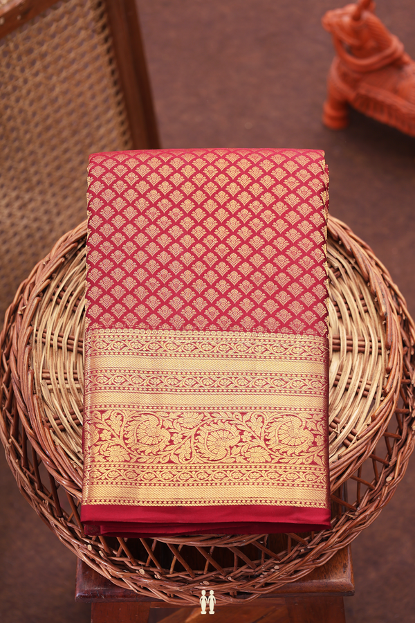 Kanchipuram Silk Saree Chocolate Brown With Brocade Design