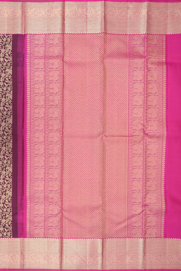 Kanchipuram Silk Saree Coffee Brown With Vanasingaram Design