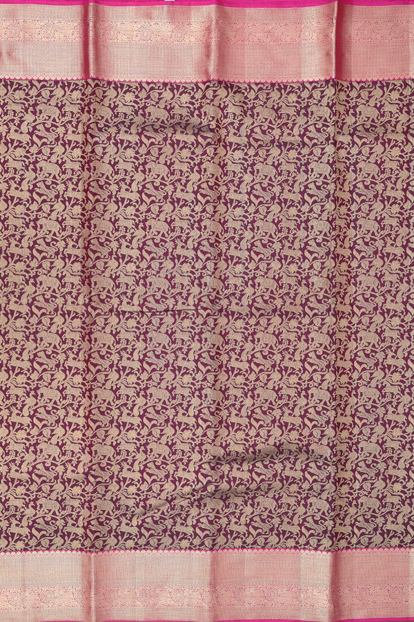 Kanchipuram Silk Saree Coffee Brown With Vanasingaram Design