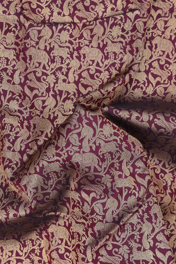 Kanchipuram Silk Saree Coffee Brown With Vanasingaram Design