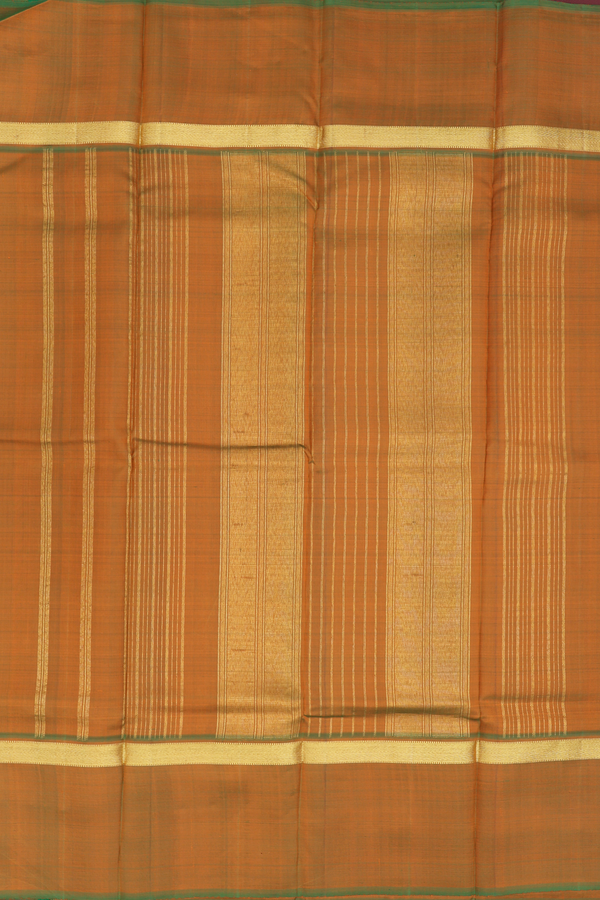 Kanchipuram Silk Saree Coral Orange With Malli Moggu Buttas