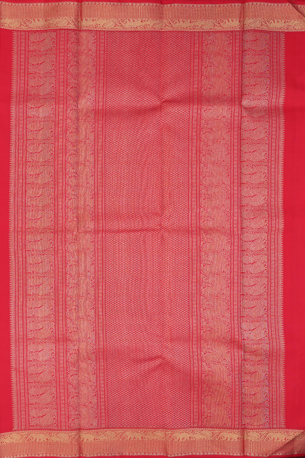 Kanchipuram Silk Saree Crimson Red Checks Along With Buttas