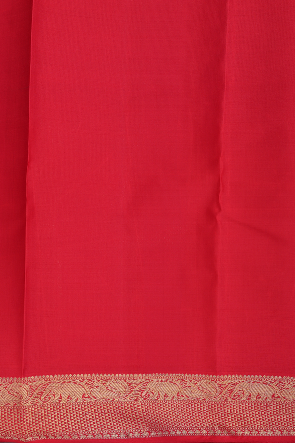 Kanchipuram Silk Saree Crimson Red Checks Along With Buttas