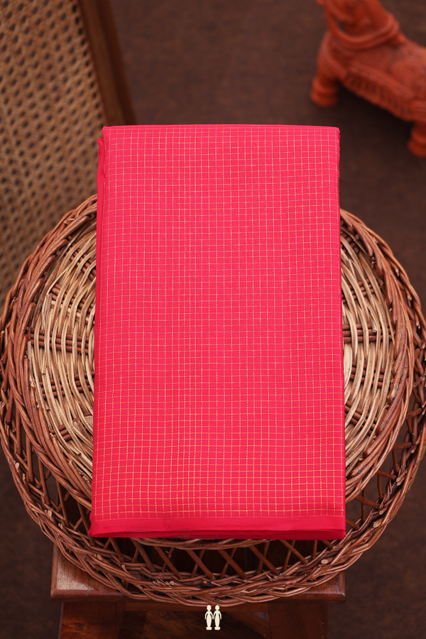 Kanchipuram Silk Saree Crimson Red With Half And Half Design