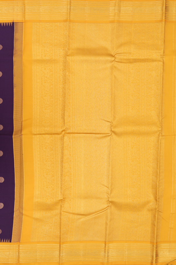 Kanchipuram Silk Saree Deep Purple With Peacock Chakram Buttas