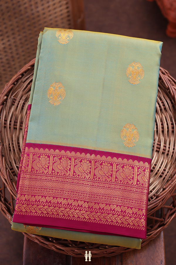 Kanchipuram Silk Saree Dual Tone With Iruthalai Pakshi Buttas