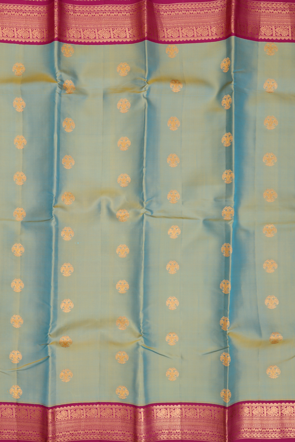 Kanchipuram Silk Saree Dual Tone With Iruthalai Pakshi Buttas