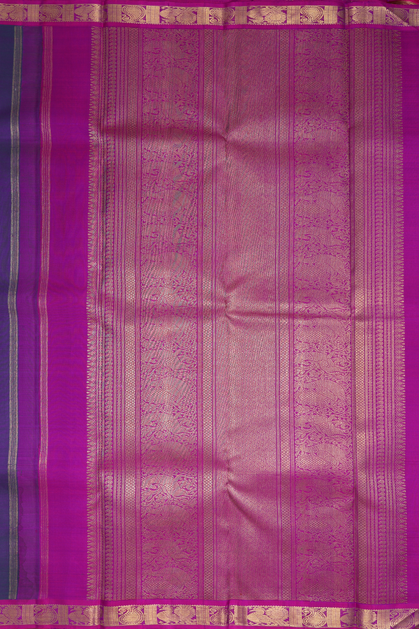 Kanchipuram Silk Saree Dual Tone With Peacock Floral Buttas