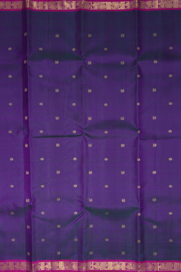 Kanchipuram Silk Saree Dual Tone With Peacock Floral Buttas