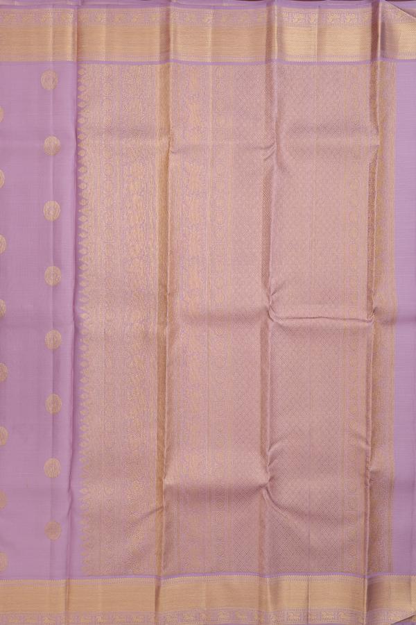 Kanchipuram Silk Saree Dusty Lavender Along Stripes With Buttas