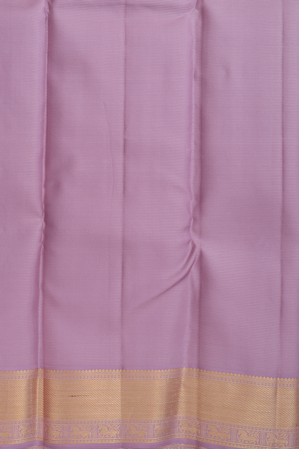 Kanchipuram Silk Saree Dusty Lavender Along Stripes With Buttas