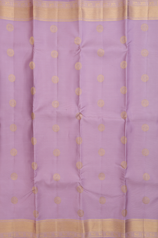 Kanchipuram Silk Saree Dusty Lavender Along Stripes With Buttas