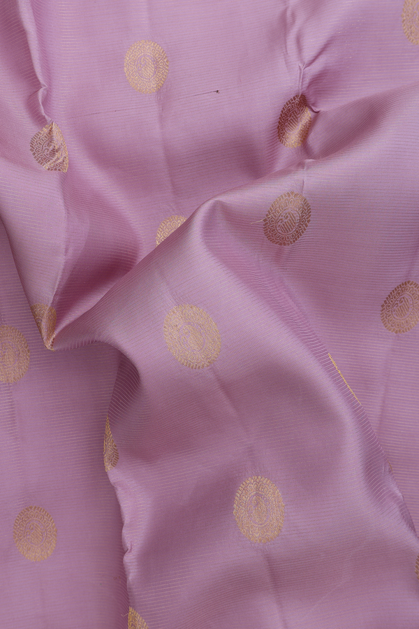 Kanchipuram Silk Saree Dusty Lavender Along Stripes With Buttas