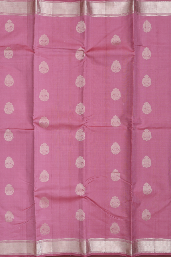 Kanchipuram Silk Saree Dusty Pink With Iruthalai Pakshi Buttas