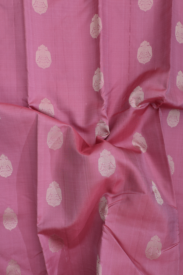 Kanchipuram Silk Saree Dusty Pink With Iruthalai Pakshi Buttas
