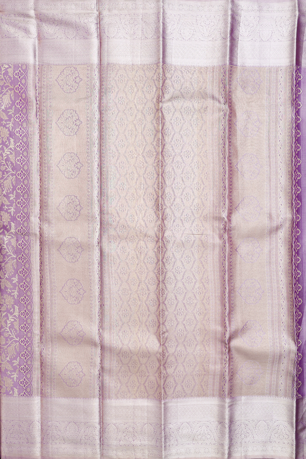 Kanchipuram Silk Saree Dusty Violet Tissue With Floral Design