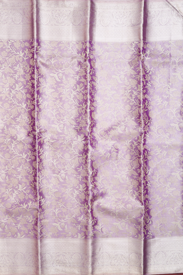 Kanchipuram Silk Saree Dusty Violet Tissue With Floral Design