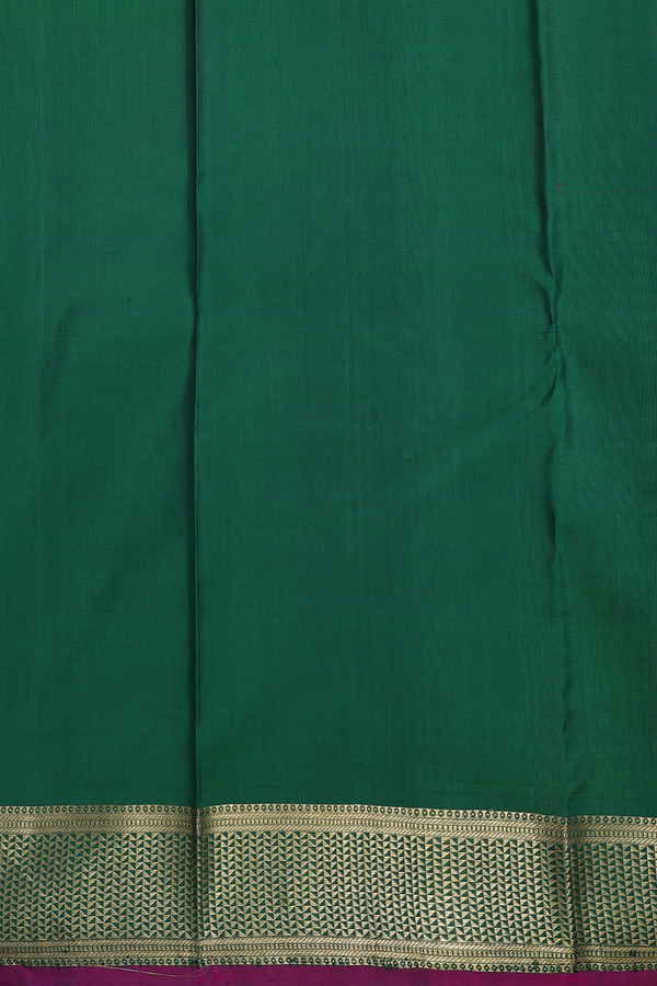 Kanchipuram Silk Saree Emerald Green With Threadwork Buttis