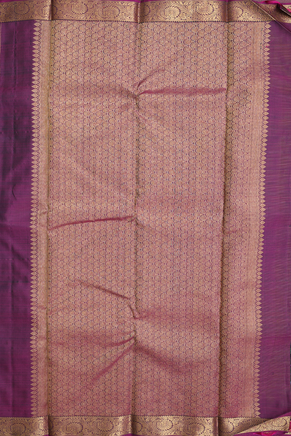 Kanchipuram Silk Saree Forest Green Along Stripes With Buttas