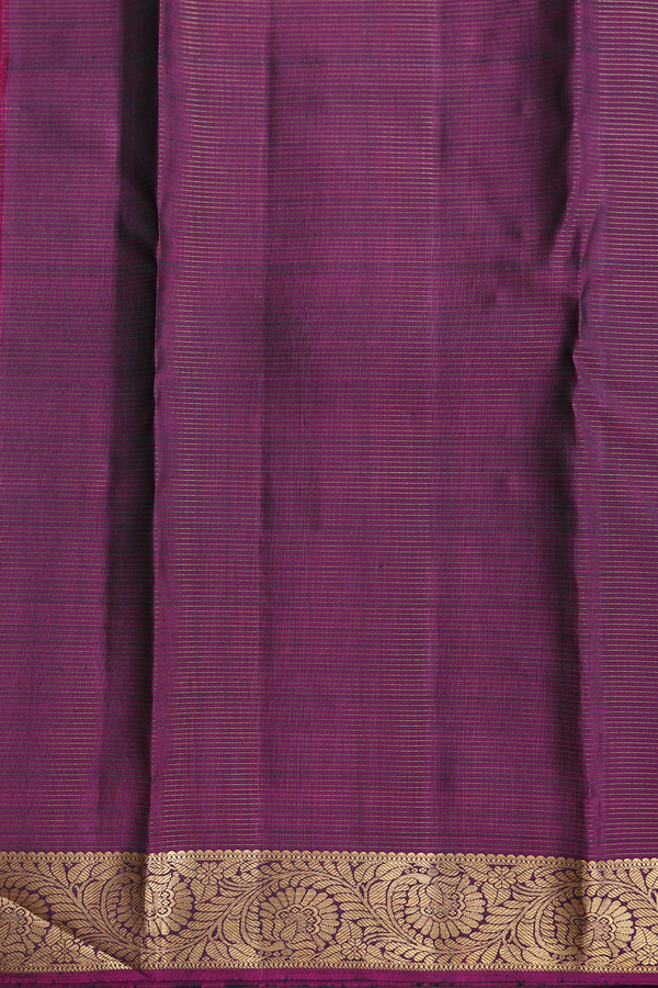 Kanchipuram Silk Saree Forest Green Along Stripes With Buttas