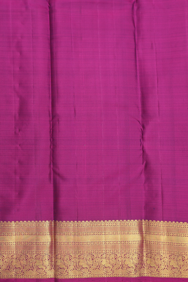 Kanchipuram Silk Saree Forest Green With Stripes Along Buttas