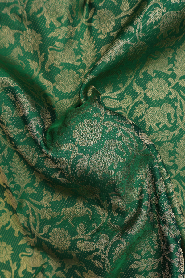 Kanchipuram Silk Saree Forest Green With Vanasingaram Design