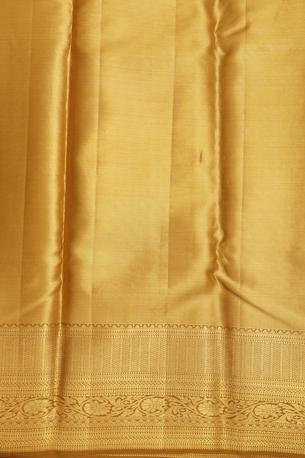 Kanchipuram Silk Saree Golden Brown Tissue With Chevron Design