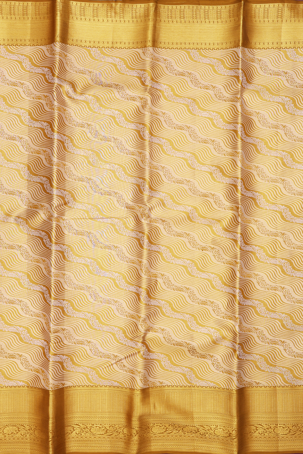 Kanchipuram Silk Saree Golden Brown Tissue With Chevron Design