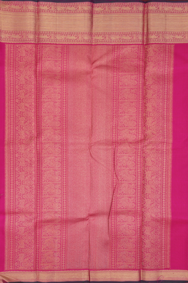 Kanchipuram Silk Saree Grape Purple Along Checks With Buttas
