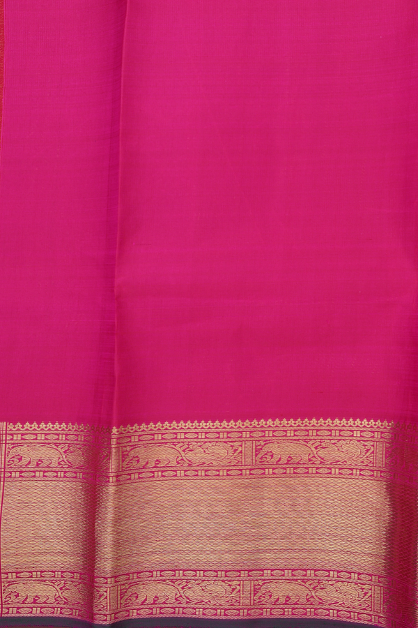 Kanchipuram Silk Saree Grape Purple Along Checks With Buttas