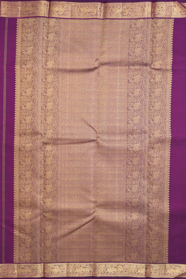 Kanchipuram Silk Saree Grape Purple With Stripes Along Buttas